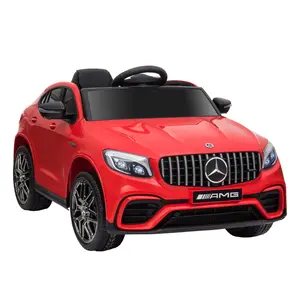 Electric Car for Kids, Kids’ Electric Vehicle Gift for Christmas Day Birthday, 12V Toddler Ride on Car with Remote Control, AMG GLC63S Coupe, Electric Car with 2 Speed, MP3 Player, Light, Horn, Songs, Suspension, Red