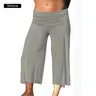 Women's Fold Over Low Waisted Wide Leg Capri Pants - Loose Y2k Flowy Crop Bottoms, Women's Clothes for Lounge Yoga Beach, Super Low Pants