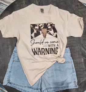 Country Western Graphic T-shirt "Should've Come with a Warning" Size Medium