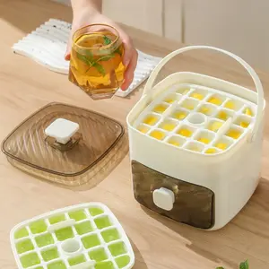 48 Cube Double-Deck Portable Ice Maker, Easy Press Lid, Silicone Trays, Durable Plastic, Countertop Kitchen Gadget, DIY Frozen Food, Summer Drinks