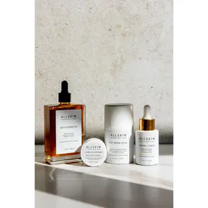 All in One Bundle Clean Skincare Red Cleansing Oil, Daily Repair Cream, Ultra Peptide Eyes, Classic C Serum Cleanser Flower