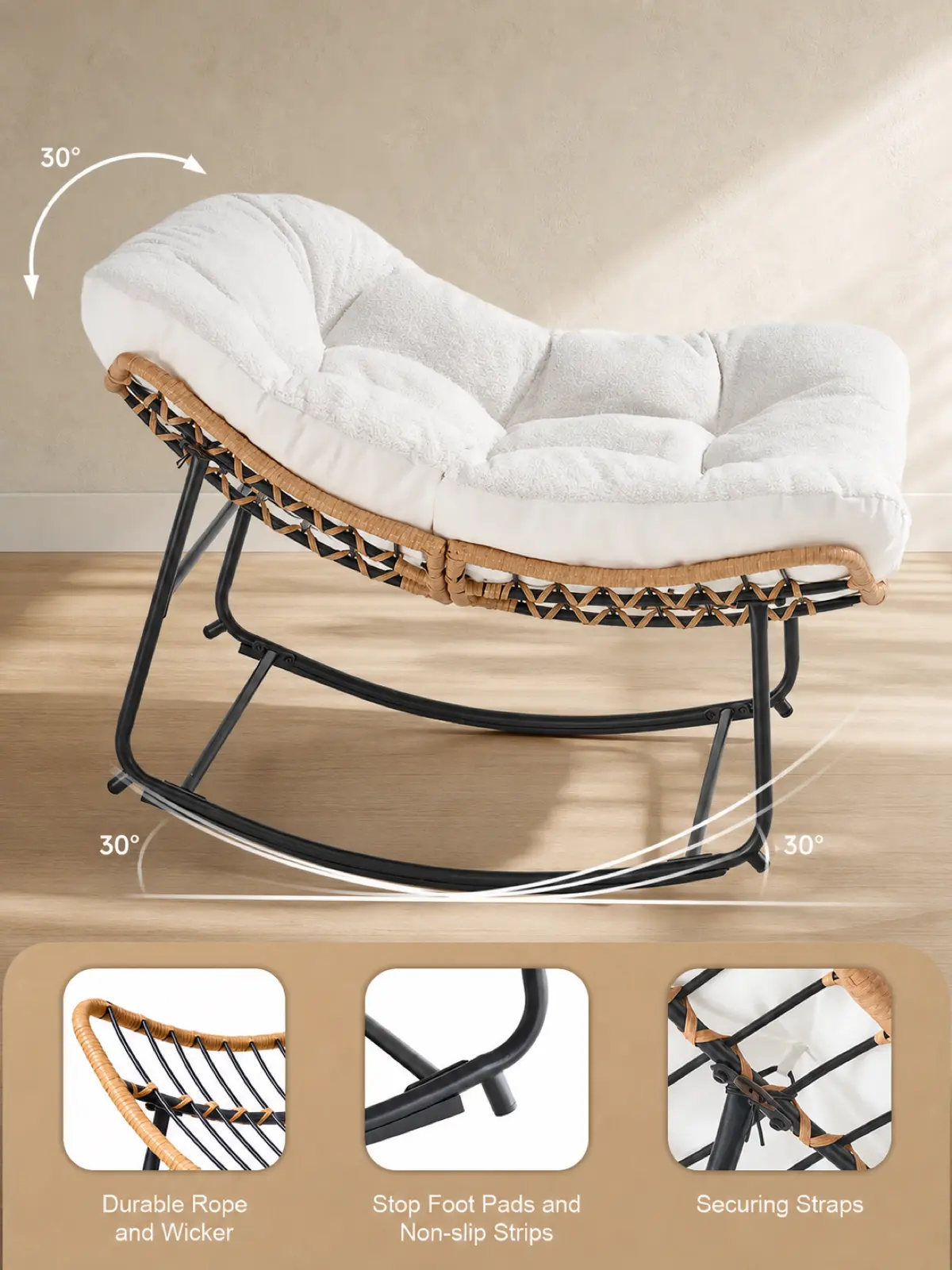 Rocking base and rattan frame