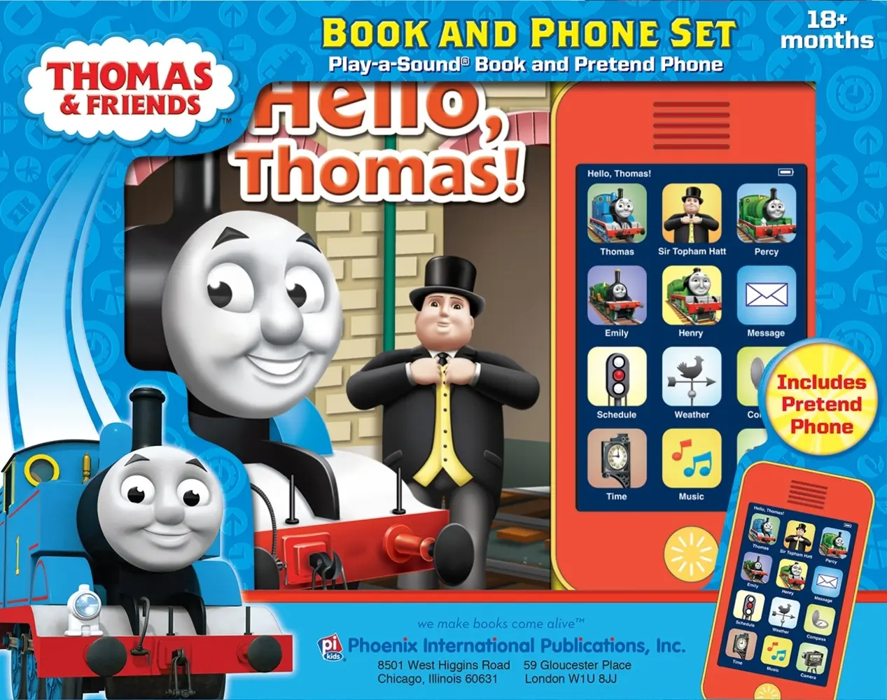 USED Book - Thomas & Friends: Hello, Thomas! Book and Phone Sound Book Set [With Toy Phone and Battery] by Pi Kids (Board book) - english