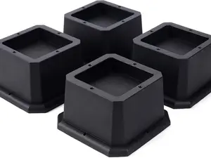 4Pack Bed Risers 2 Inch Heavy Duty Bed Furniture Elevators, 1,500 lbs Lifts Up Riser for Sofa and Table, Black