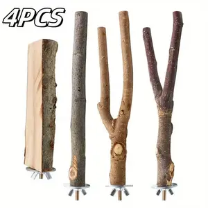 4 Pack Natural Wood Bird Perch Parrot Stand Branches Fork Toys,Pet Bird Cage Wooden Hanging Perch Platform Hammock Swing Toy for Small Parakeets,Budgies,Cockatiels, tiktokshopspringglowup