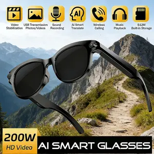 Ai Smart Glasses 200w HD Camera 1080P, Translation Ai Voice Assistant, Music Playback, LED Flashlight, Unisex Wearable Tech