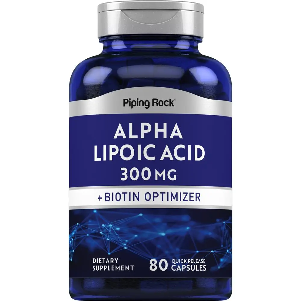 Piping Rock Alpha Lipoic Acid 300mg | Plus Biotin Optimizer | 80 Capsules | Non-GMO, Gluten Free Supplement