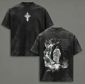Matthew 28:5-6 He Is Risen Vintage Washed Oversized Christian T-Shirt, Heavy Cotton Jesus Resurrection Graphic Tee, Easter Faith Scripture Streetwear Shirt, Unisex Religious Gift for Christian Believers, funny graphic tee, men’s trendy t-shirts, deals