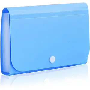 Expanding File Folder, Subdivision Accordion File Folder Mini Organizer PP Wallet for Cards,,Receipt,Tax Item or Changes,7x4.5 Inches,12 Pockets with Tabs and Check Case(Blue)