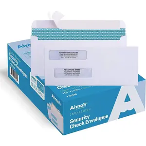 500#8 Double Window Self Seal Security Envelopes - for Business Checks, QuickBooks & Quicken Checks, Size 3 5/8 x 8 11/16 Inches - Checks Fit Perfectly - Not for Invoices, 500 Count (30180)