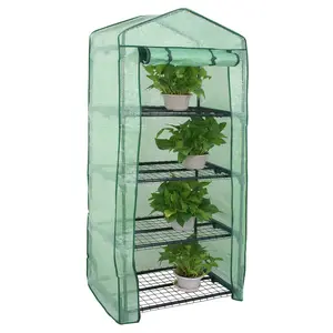 ZENY 4-Tier Mini Greenhouse Portable Gardening Canopy W/PE Cover & Roll-up Zipper Door