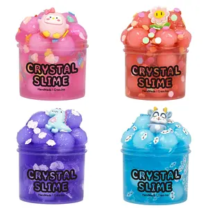 2.37oz Jelly Cube Crunchy Crystal Slime kit Clear Sticky Slime Soft DIY Non-Sticky Stretchy Sludge Party Favors Birthday Gifts Cloud Slime