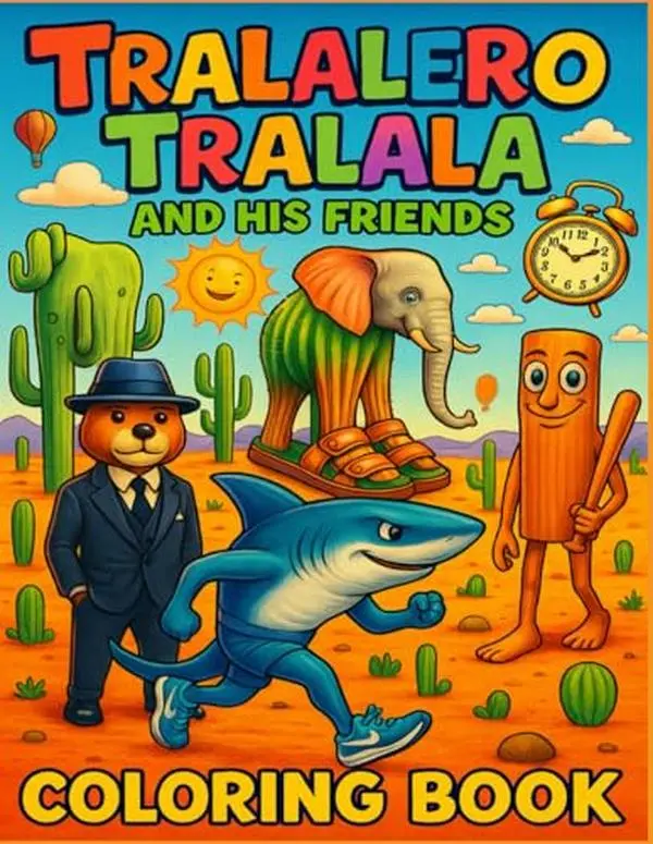 Tralalero Tralala and his friends: coloring book for kids and adults. Brainrot animal memes