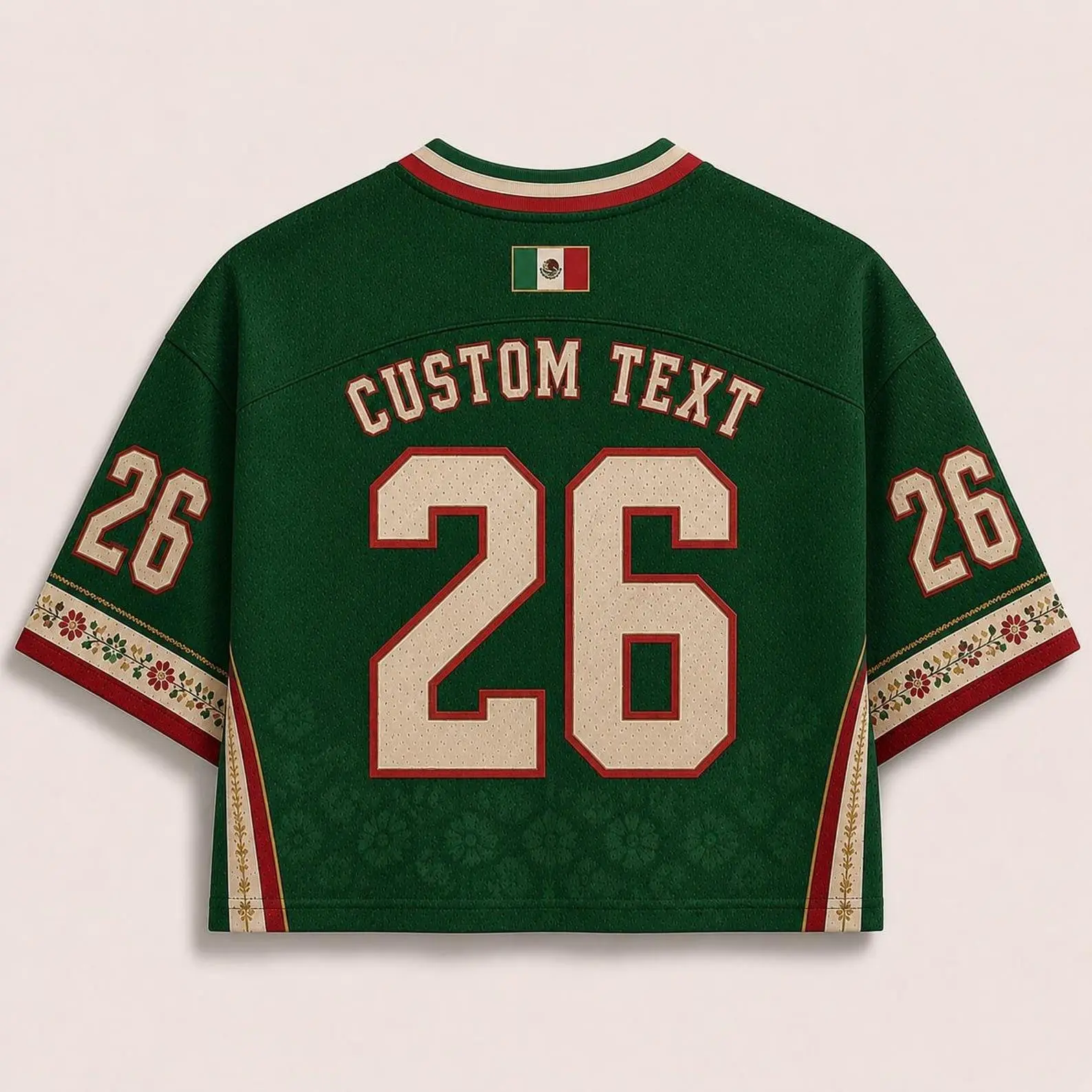 Floral MXCo Soccer Jersey – Custom Green Football Shirt, Personalized Name & Number Fan Jersey, Game Day Gift