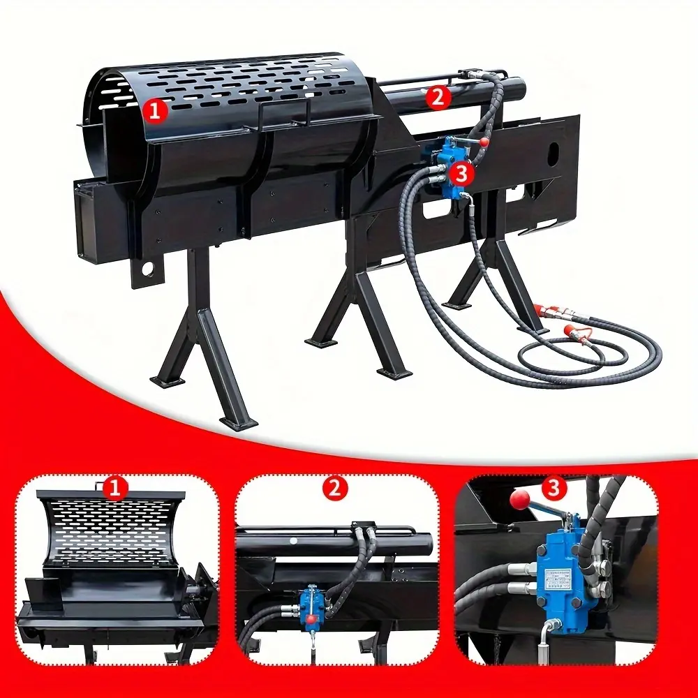 Hydraulic Skid-steer Wood Splitter That Mounts to Most Bobcat Skid-steer Loaders And Is A Must-have for Yard Management.Can Easily Split Wood, Suitable for Lumberyards