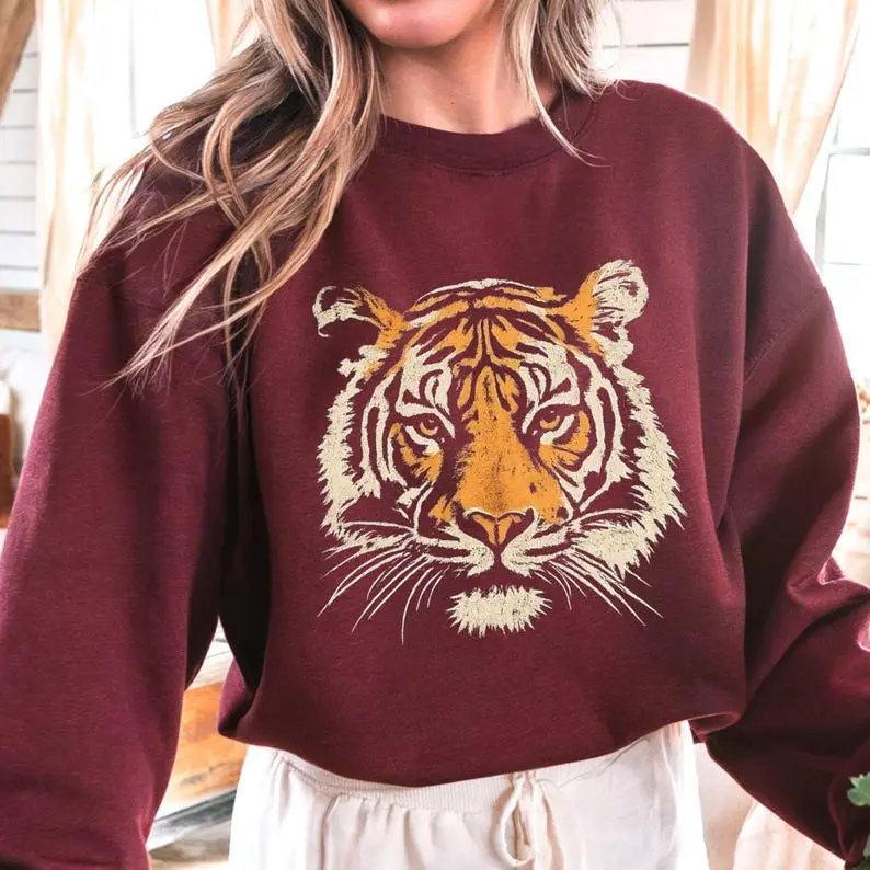 Vintage Tiger Sweatshirt  Gift For Women And Men