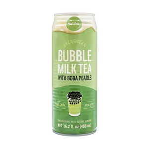 EVERGREEN Instant Boba Milk Tea Drink, Matcha Flavor, 480ml - Ready to Drink Bubble Tea, Authentic Taiwanese Taste, Convenient On-the-Go Beverage