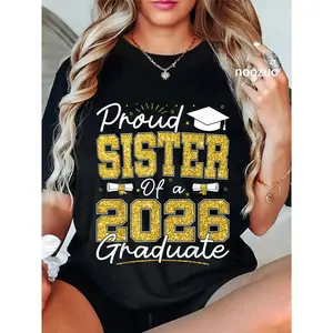 🎉   [Graphic tee] 100% Cotton Proud Sister of A 2026 Graduate Senior 2026 Grad Family T-Shirt