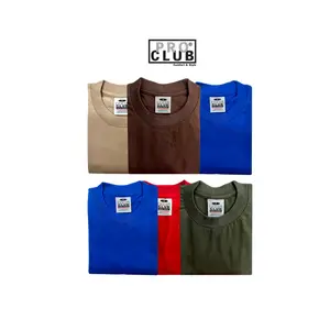 6 PACK Pro Club Men's Heavyweight Cotton Short Sleeve Crew Neck T-Shirt Casual Classic Menswear Original Relaxed Fit Crewneck