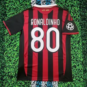 2009/10 AC Home No.80 Ronaldinho Retro Short Sleeves soccer jersey