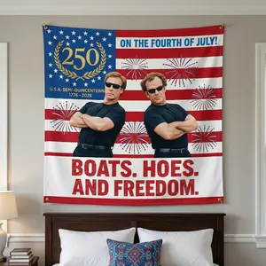 Boats, Hoes and Freedom Print Wall Tapestry - Lightweight Home Decor, Living Room Backdrop, Home Textile Gift Item Art Boho Shabby Chic