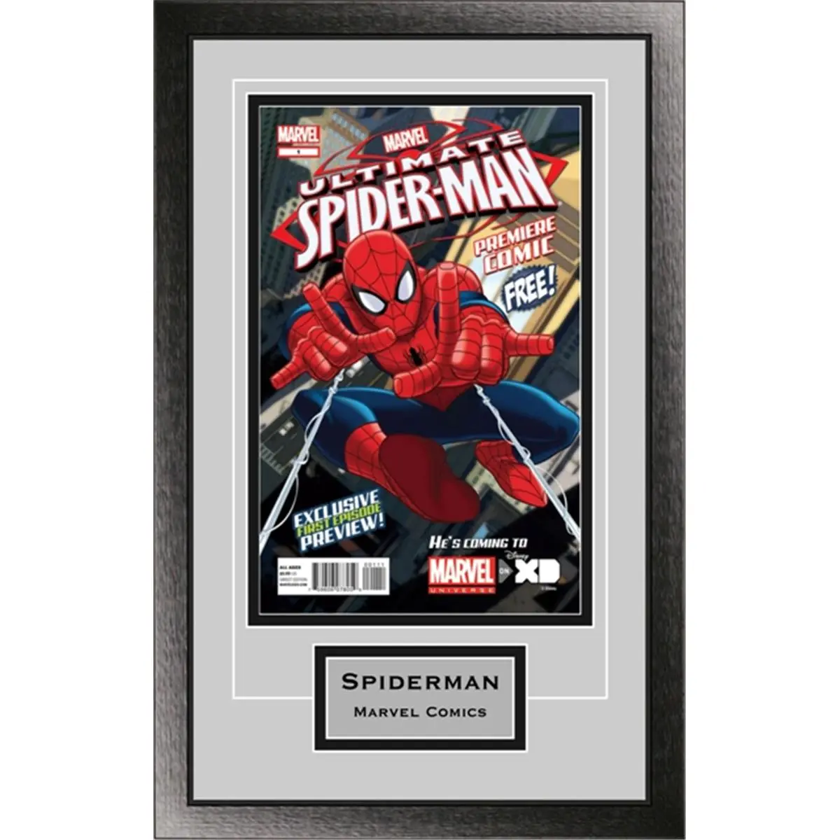 Perfect Cases SCMCENG-CL Single Comic Book Frame - Engraved Classic Moulding Photo Frame with Glass Front, Double Matte, Engravable Plaque, Wall Mount Home Decor Accessory for Comic Art, Collectibles