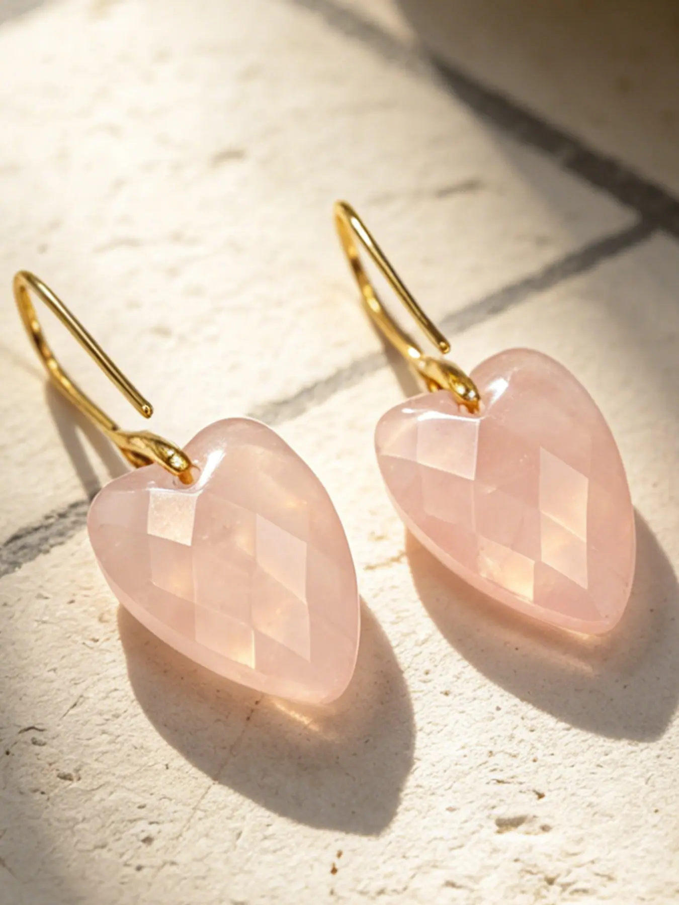 Elegant Crystal Heart Earrings, Faceted Crystal Copper Hook, High-End Fashion Jewelry, Stylish Ear Accessories, Heart Shaped Earrings, Sparkling Ear Jewelry