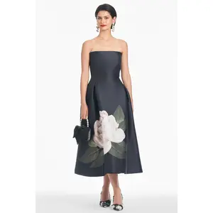 Sachin & Babi "Shay" Tea Length Floral Gown