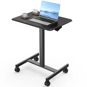 Small Mobile Rolling Standing Desk Overbed Table with Wheels Adjustable Work Rolling Laptop Computer Cart for Home Office Classroom