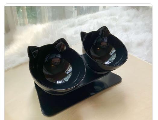 Cat Double Bowl Cat Food Bowl Protects Cervical Vertebra