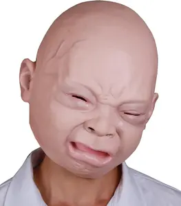 LarpGears Halloween Costume Party Baby Mask Full Head for Adults Latex Cry Baby Mask
