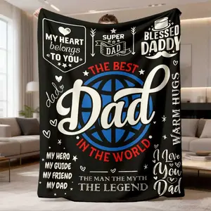 Father's Day Gift Personalized Flannel Message Blanket - Comfortable, Soft Dad-Themed Blanket for Sons/Daughters to Gift Dads, Ideal for Sofas, Beds, Personalized Blankets, Flannel Blankets
