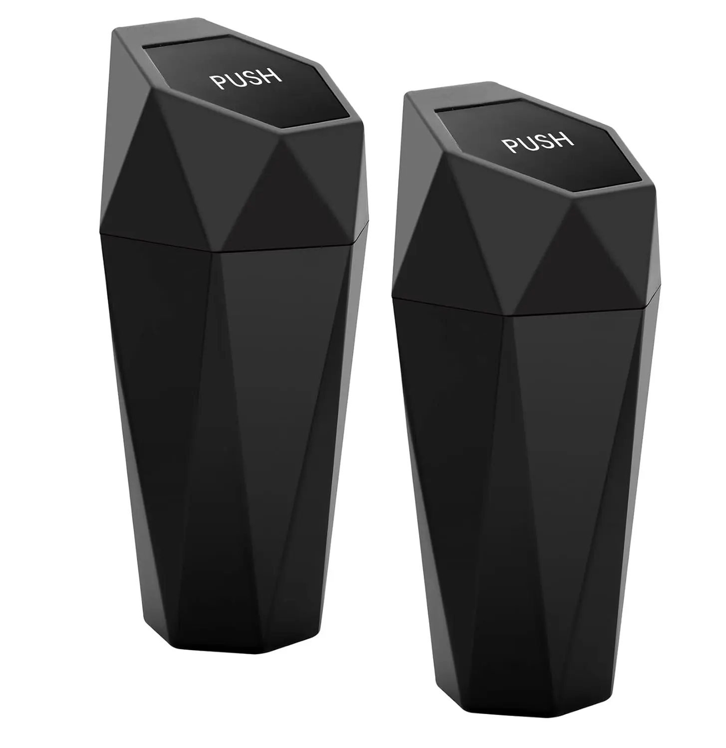 Car Trash Can with Lid, 2 Pack Cup Holder Garbage Can for Car, Garbage Bin Cars Accessories for Interior, Leakproof Small Trash Bin, Mini Trash Can for Cars, Home, Bedroom, Office(Black)