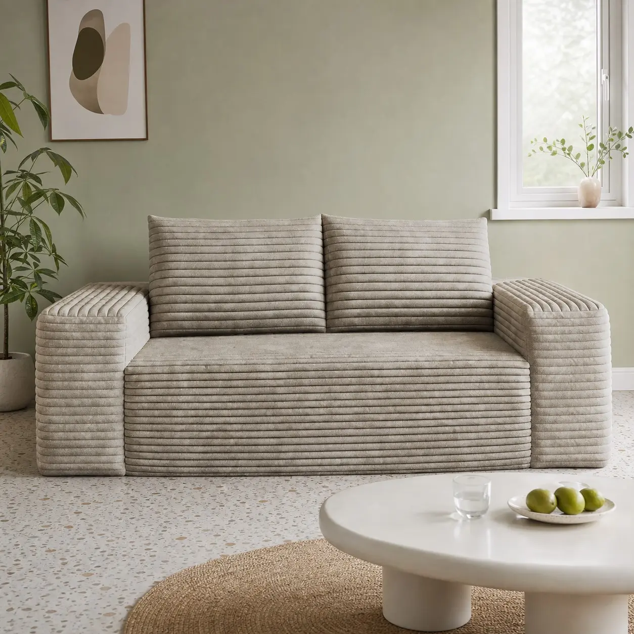 Camel Corduroy Cloud Couch - 63-in Boneless Modular 2-Seater Loveseat, Deep Seat Memory Foam Cushion, Dual Back Cushions, Wide Armrests, No-Assembly Comfortable Sofa for Living Room, Bedroom