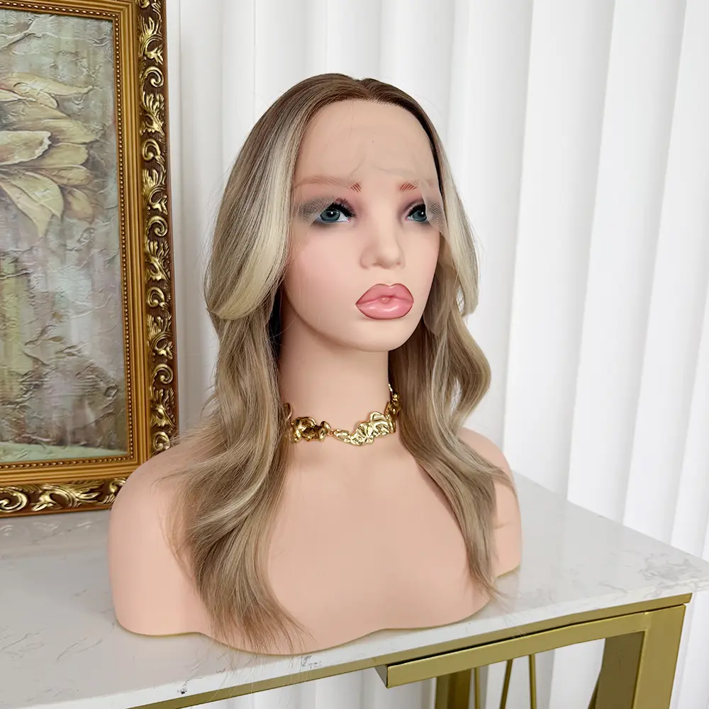 Lovestory Gina Synthetic Lace Front Wig Heat Resistant Glueless Hair Wigs for Women Wavy Style Synthetic Highlight Lace Wig