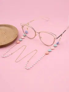 Colorful Heart Design Beaded Glasses Chain, Fashion Eyewear Accessories for Women & Girls, Trendy All-match & Exquisite Glasses Chain for Birthday Gift