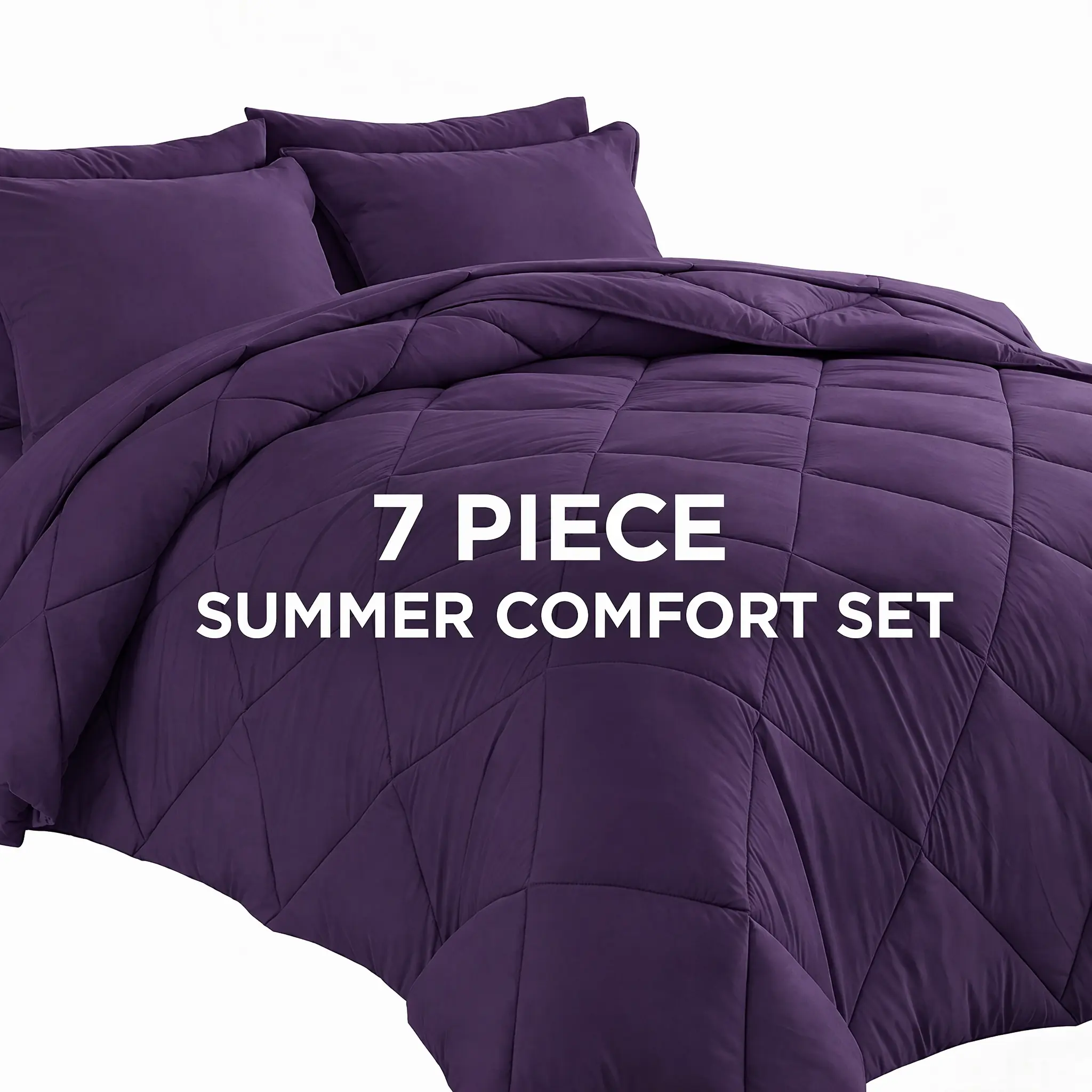 7pcs Comforter Set for kid's home, Soft Breathable Comforter Double-Sided, All Seasons, Full/Queen/King, 1 Quilt + 4 Pillowcases + I Flat Sheet + 1 Fitted Sheet, Machine Washable, Must-Have Bedding for Home & Dorm,Christmas Halloween Decorations