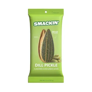 SMACKIN' Dill Pickle Flavored Jumbo Sunflower Seeds Roasted Small-Batch American Made 1.5oz Bags Low Sodium Bold Flavor