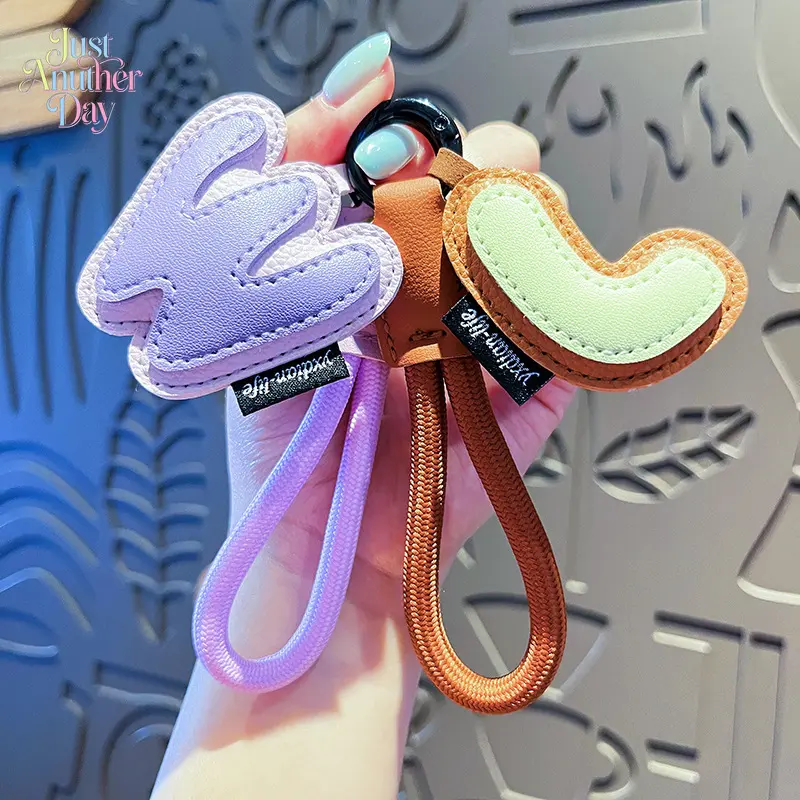 Creative 26 Initials PU Leather Keychain Set, Minimalist Letter Charms with Braided Strap, Delicate Couple Bag Accessories & Small Gifts for Women
