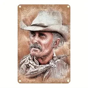 2D flat-Classic Tin Sign - Retro Style 8X12 Inches- That'S a Portrait of a Weathered Cowboy. Here'S a Ten-Word-Or-Less Theme: Western Grit And Aging Grace. - Ideal Wall Art Decor for Home, Living Room, Bar, Cafe, Restaurant, Garage - Holiday Gift
