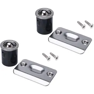 2 Pack Adjustable Stainless Steel Closet Door Ball Catch Hardware Brushed Stain Finish Rust Proof Spring Ball Latches with Strike Plate for Kitchen Cabinet Doors