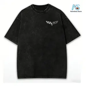 Vintage Washed Corvette C6 Graphic T-Shirt,  Washed Racing Car Tee, 100% Cotton Crewneck, Classic Sports Car Merch for Men & Boys, Trendy Retro Unisex Top