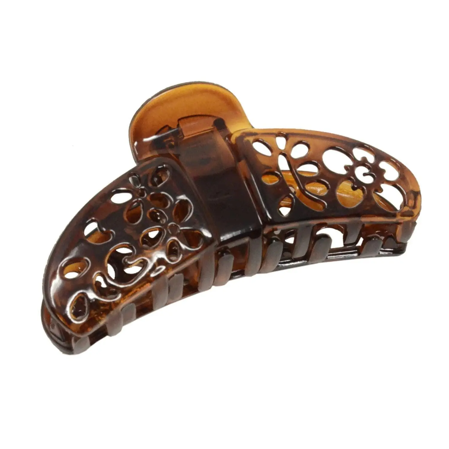 Parcelona French Fleur Shell Medium Covered Spring Cellulose Jaw Hair Claw Clip