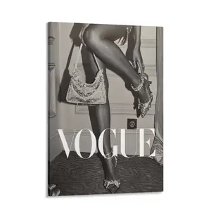 Fashion Magazine Canvas   Poster | Vogue Inspired Black and White  Fashion Decor for Bedroom, Vanity, Closet Room, Beauty Studio, Modern Feminine Apartment, Quiet  Aesthetic   Wall art luxury