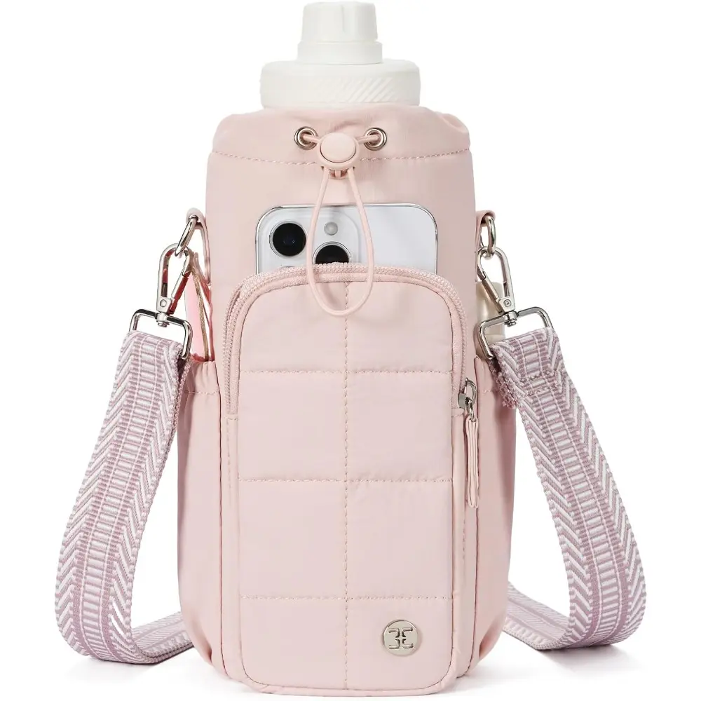 Insulated Neoprene Bottle Holder Sling Bag for 30-40oz Metal Tumblers, Crossbody Storage Bag with Phone Pocket, Adjustable Elastic Shoulder-Hand Strap, Lightweight for Outdoor Hiking, Gift for Her/His