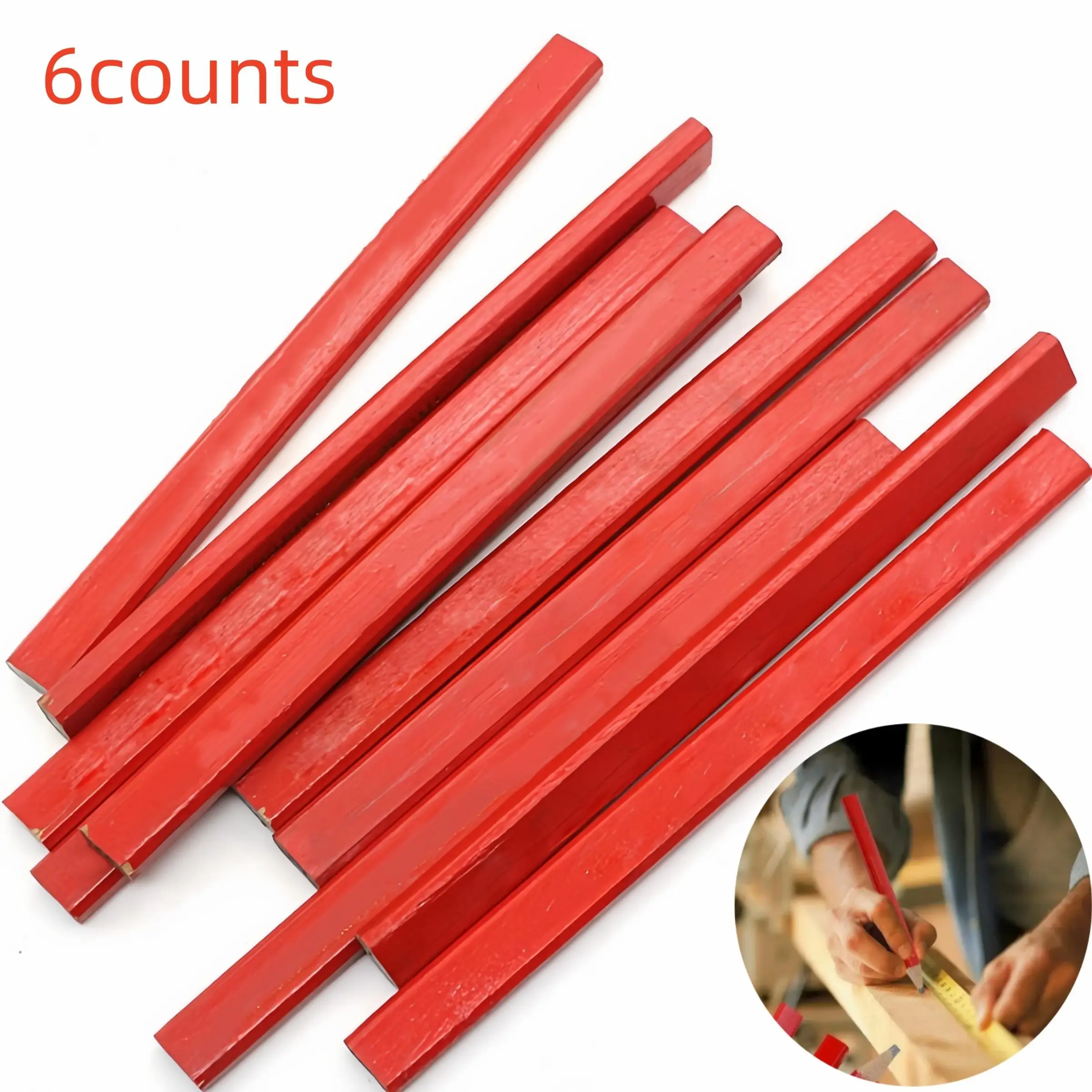 Woodworking Pencil Set, 6 Counts/set Premium Octagonal Marking & Drawing Tools with Hard Black Lead, Perfect for Artisans & Craftsmen