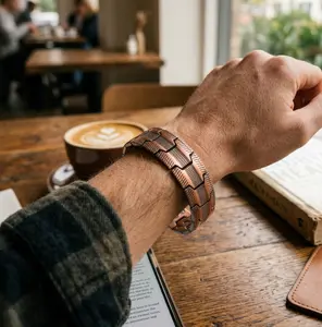 Stop Wrist Pain Now! 99.9% Pure Solid Copper Magnetic Bracelet for Men Professional 3X Strength Therapy Includes Gift Box Easy Resizing Tool Secure Clasp Hypoallergenic