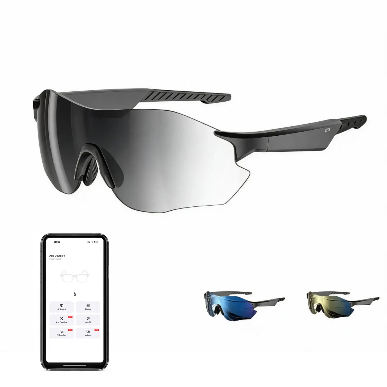 AI Smart Glasses with Camera, Real-Time Translation,Open-Ear Bluetooth Audio Wearable Black