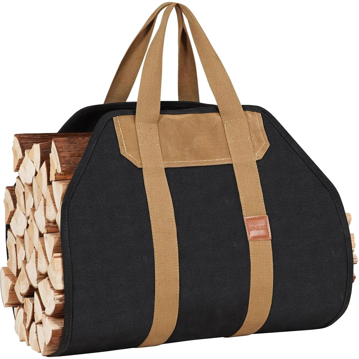 Firewood Carrier -  Carrier for Firewood,Log Carrier for Firewood Tote Bag, 40"X19" Canvas Firewood Carrier, Water Resistant Log Tote  Carrying Bag With Handles,Fireplace Tools. Black