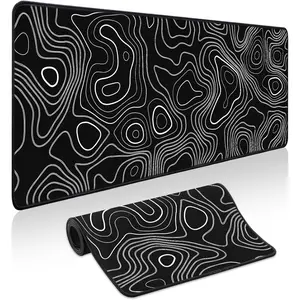 Pad Gaming - Desk Mat for Keyboard and  - Large  Pads for Desk, Black Topographic Gaming Mousepad with Non-Slip Base, Desks Pad (31.5" X 11.8") for , Office and